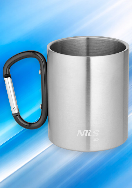 Cană din inox NILS CAMP NC17110 cu mâner-carabinieră, 300 ml