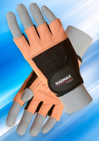 Коричневые кожаные перчатки MADMAX Fitness Natural Brown || Mănuși maro din piele MADMAX Fitness Natural Brown