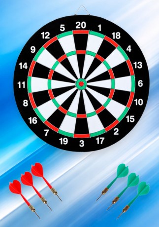 Двусторонняя мишень для дартса 38 см с 6 дротиками NILS FUN TDN05 || Țintă darts dublă 38 cm cu 6 săgeți NILS FUN TDN05