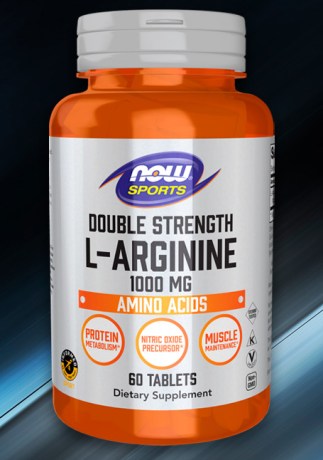 Флакон L-Arginine Double Strength NOW Foods, 1000 мг, 60 таблеток || Flacon L-Arginine Double Strength NOW Foods, 1000 mg, 60 de comprimate